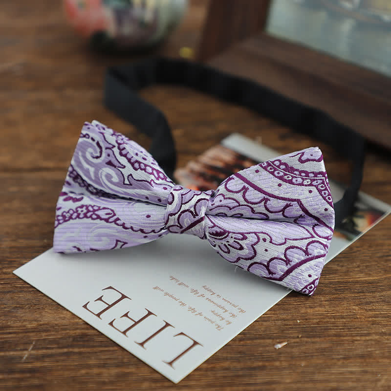 Men's Bright Color Paisley Jacquard Pattern Bow Tie - Style #11 - image 14