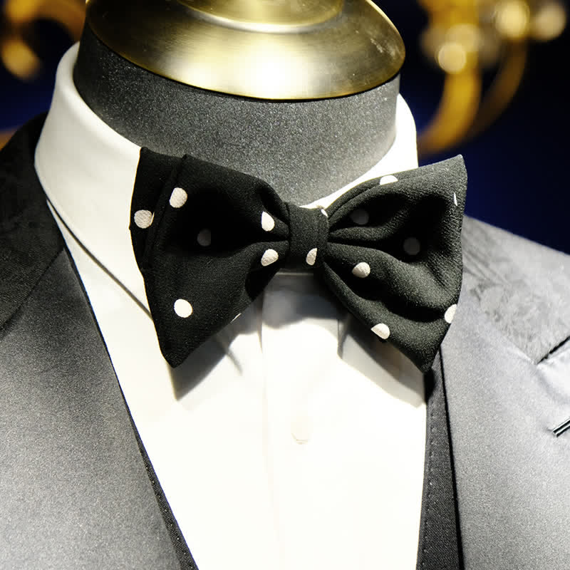 Men's Black & White Little Polka Dots Bow Tie - Black - image 0