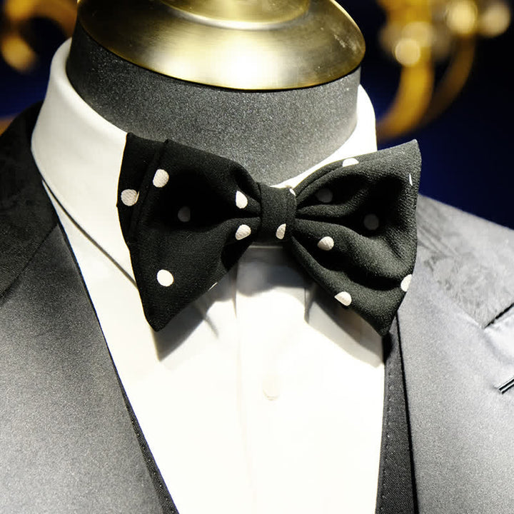 Men's Black & White Little Polka Dots Bow Tie - Black - image 0