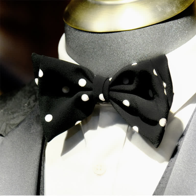 Men's Black & White Little Polka Dots Bow Tie - image 1