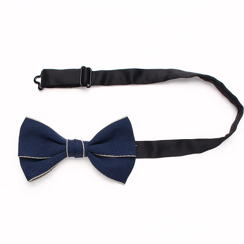 Men's Double Solid Color Line Edge Bow Tie - image 2
