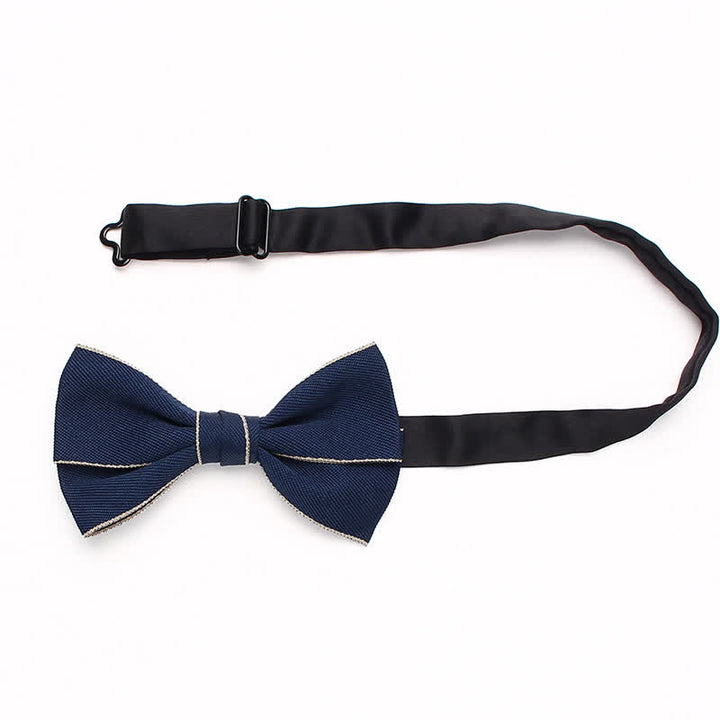 Men's Double Solid Color Line Edge Bow Tie - image 2