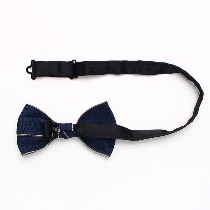 Men's Double Solid Color Line Edge Bow Tie - image 3
