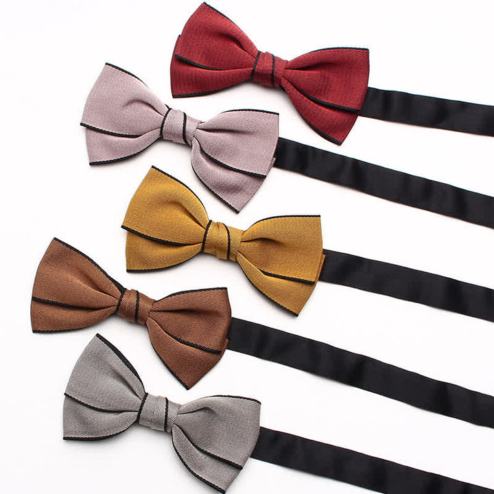 Men's Double Solid Color Line Edge Bow Tie - image 4