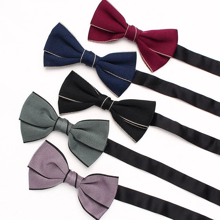 Men's Double Solid Color Line Edge Bow Tie - image 0