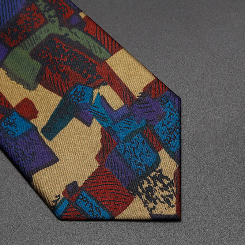 Men's Colored Maze Design Oil Painting Necktie - image 3