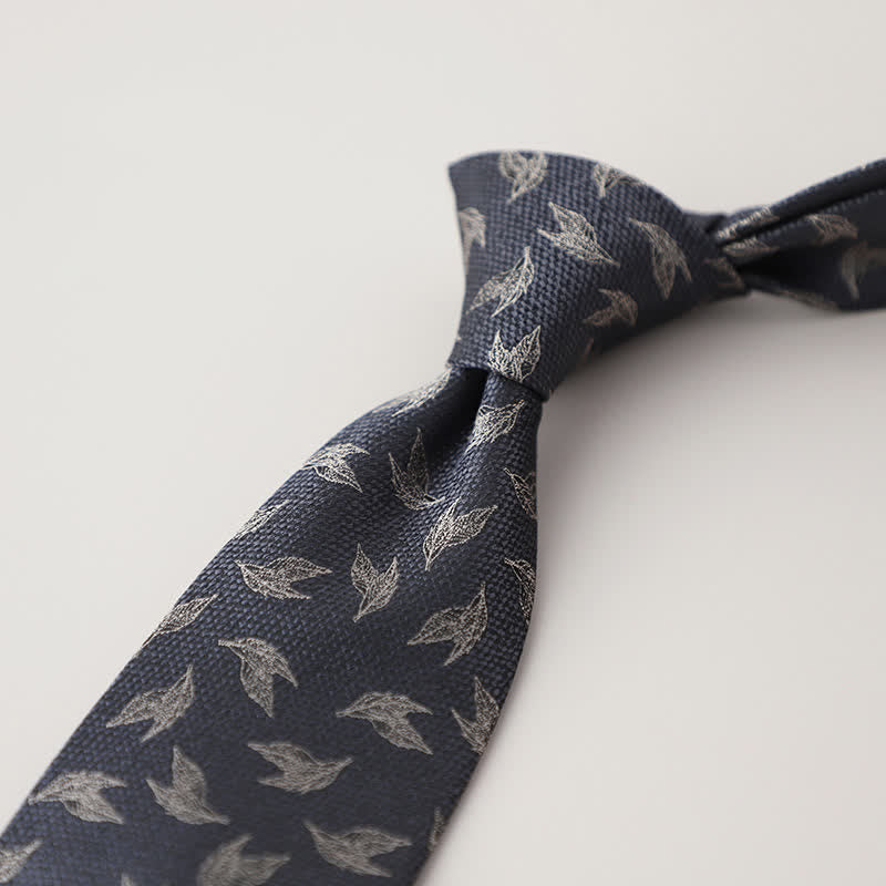 Men's Dark Gray Tree Leaf Pattern Necktie - image 1