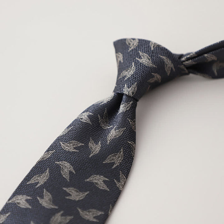 Men's Dark Gray Tree Leaf Pattern Necktie - image 1