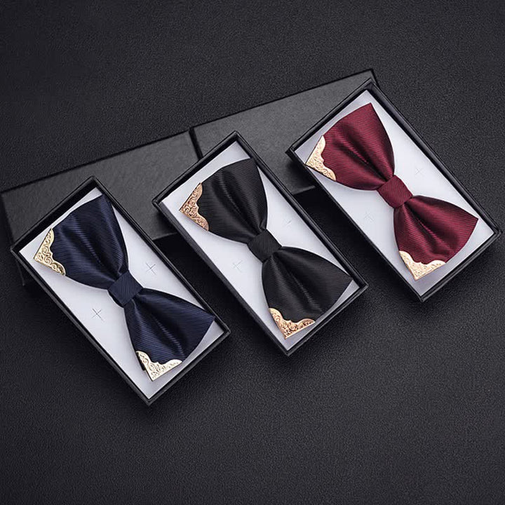 Men's Golden Metal Tipped Twilled Bow Tie - image 7