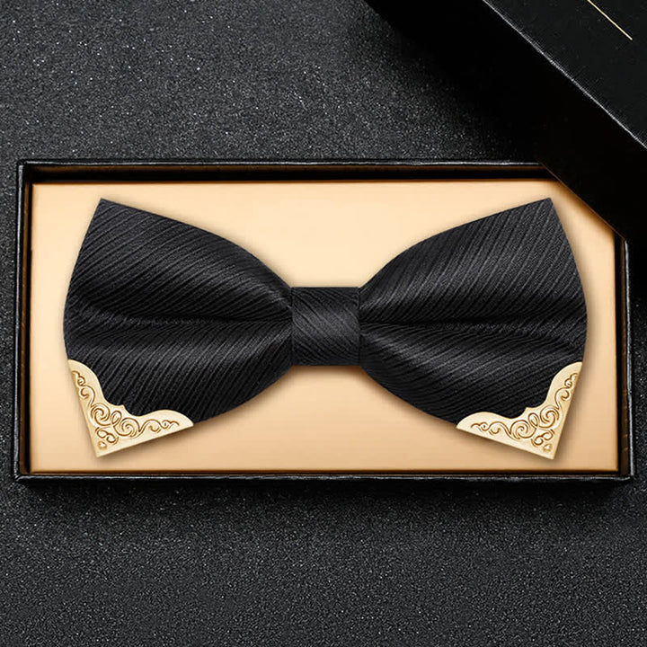 Men's Golden Metal Tipped Twilled Bow Tie - image 3