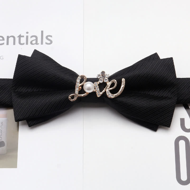 Men's Paisley Golden Vine Leaf Branch Bow Tie - Black Love - image 4