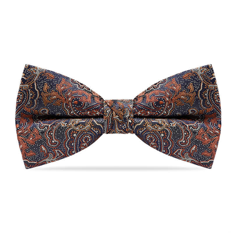 Men's Luxurious Orange Gradient Paisley Bow Tie - Orange & Navy - image 0