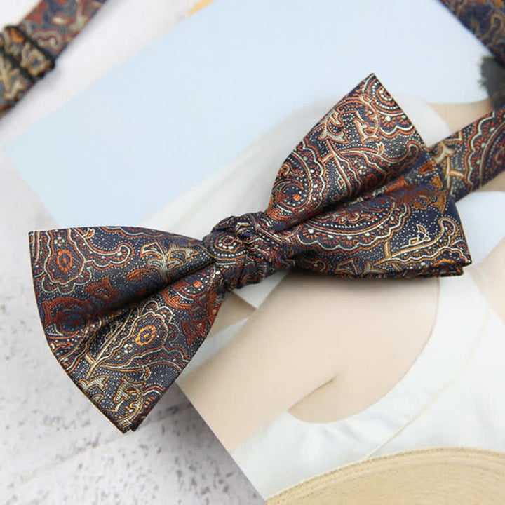 Men's Luxurious Orange Gradient Paisley Bow Tie - image 2