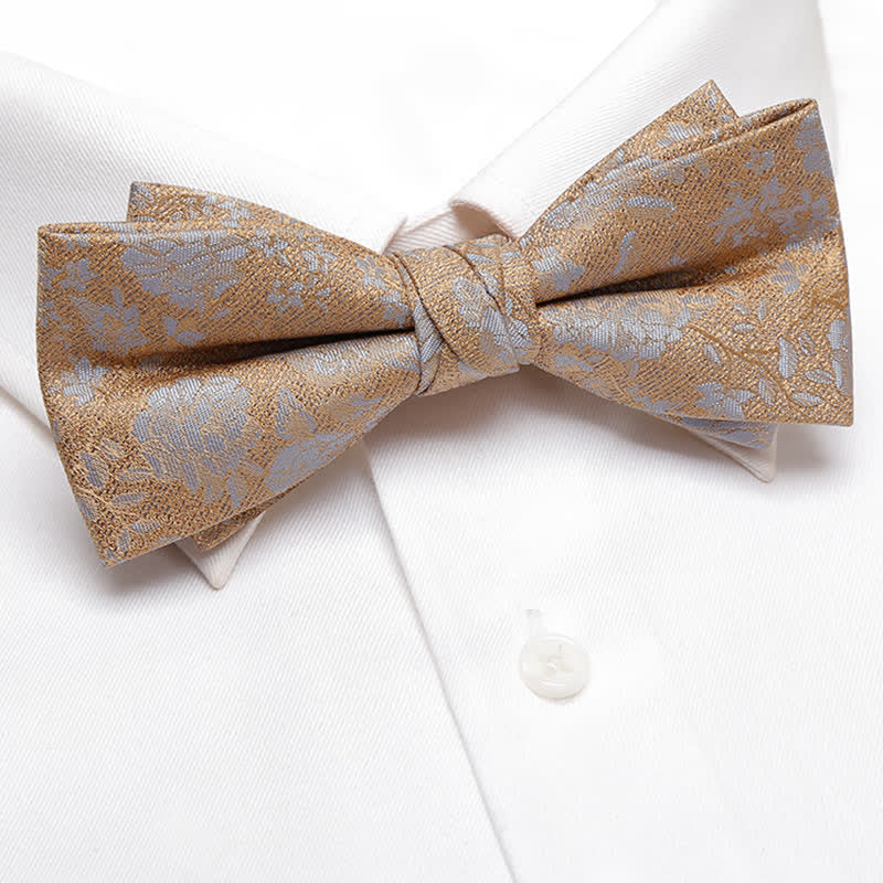Men's Champagne Flowers Double Layers Bow Tie - image 1