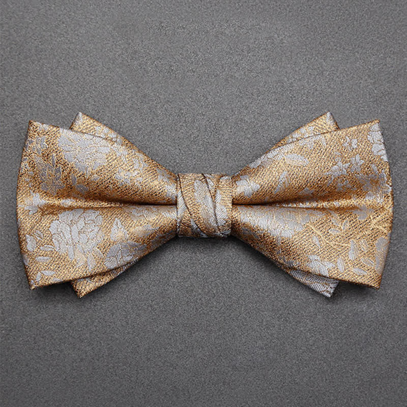 Men's Champagne Flowers Double Layers Bow Tie - image 3