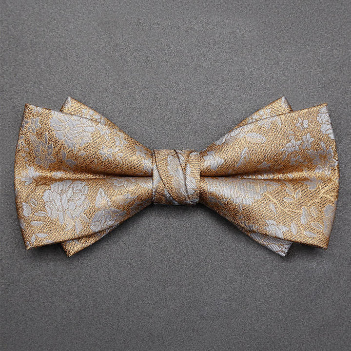 Men's Champagne Flowers Double Layers Bow Tie - image 3