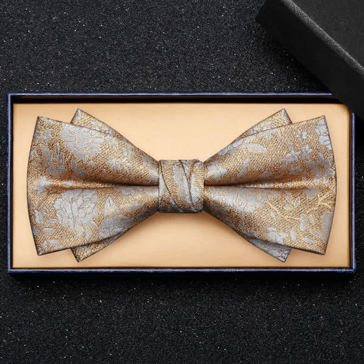 Men's Champagne Flowers Double Layers Bow Tie - image 2