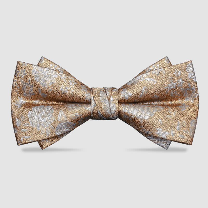Men's Champagne Flowers Double Layers Bow Tie - Champagne - image 0