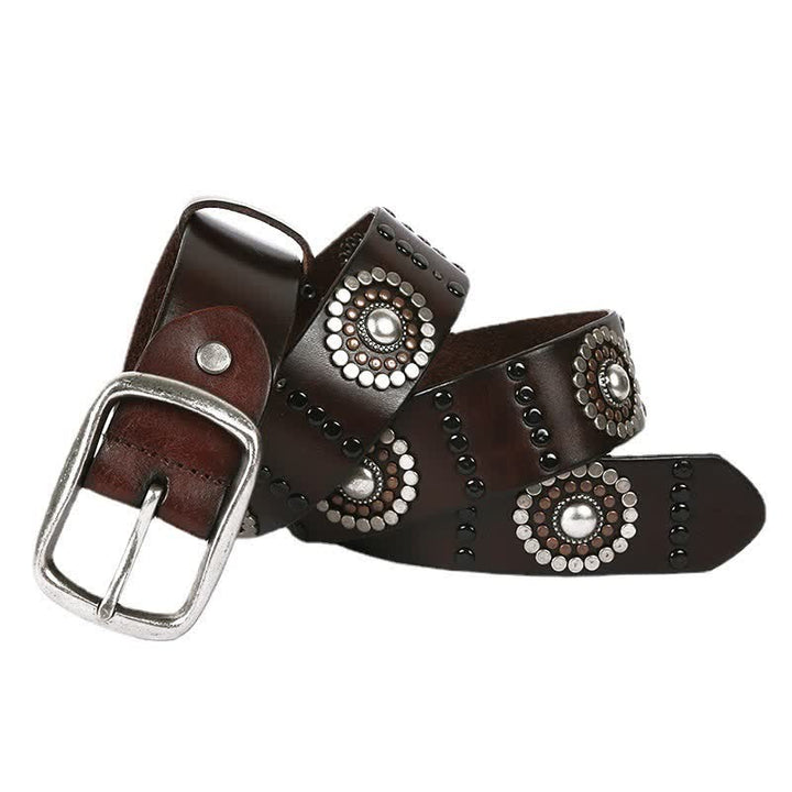 Assorted Round Rivets Decoration Punk Studded Leather Belt - image 1