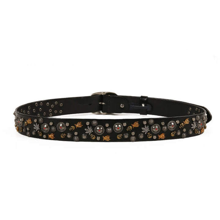 Gothic Skull Bee Maple Rivets Leather Belt - image 4