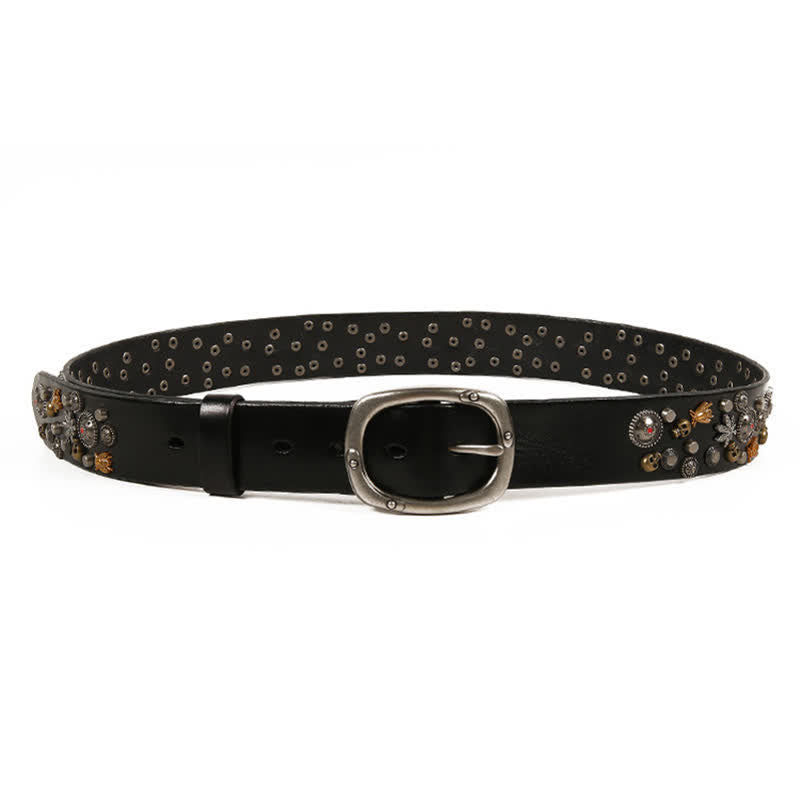 Gothic Skull Bee Maple Rivets Leather Belt - image 3