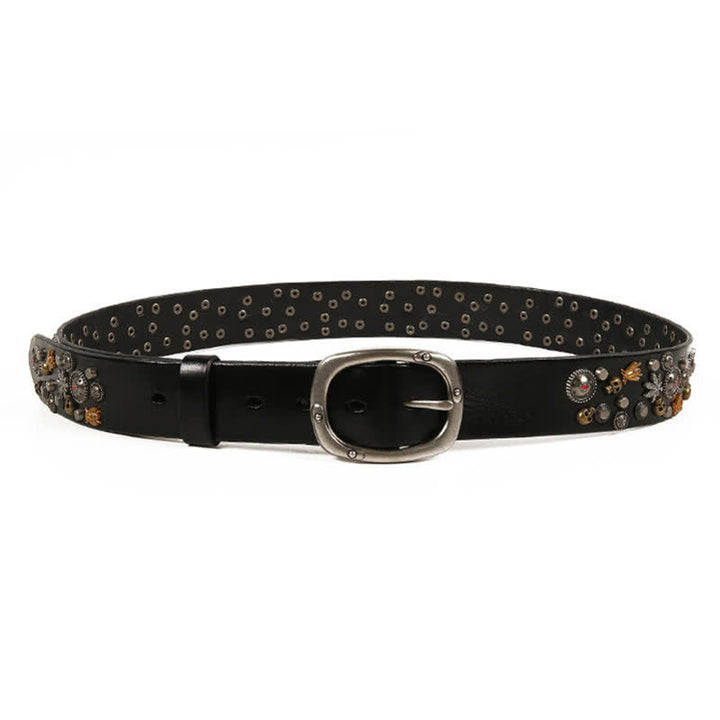 Gothic Skull Bee Maple Rivets Leather Belt - image 3