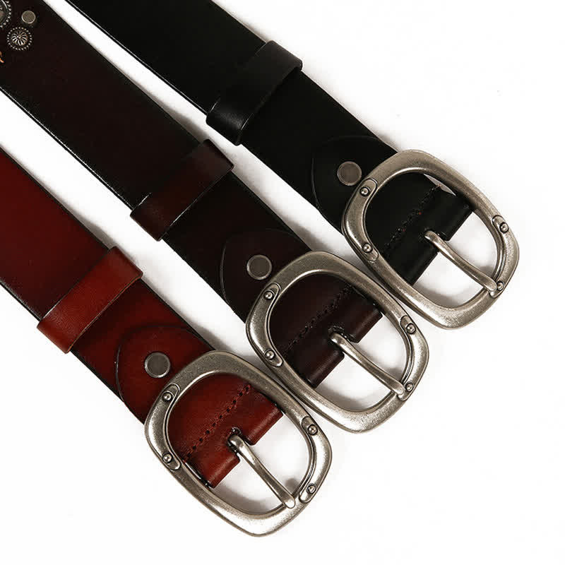 Gothic Skull Bee Maple Rivets Leather Belt - image 5