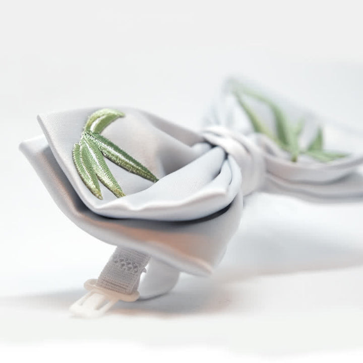 Men's Bamboo Embroidered Botanical Pattern Bow Tie - image 5