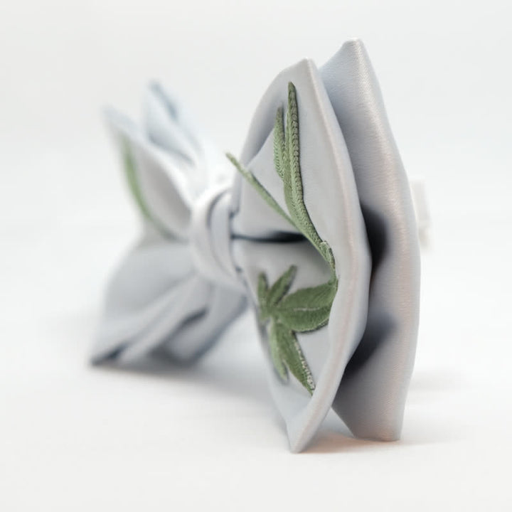 Men's Bamboo Embroidered Botanical Pattern Bow Tie - image 4