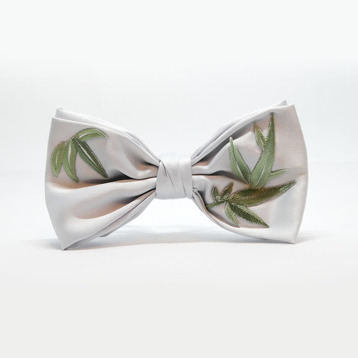 Men's Bamboo Embroidered Botanical Pattern Bow Tie - image 1