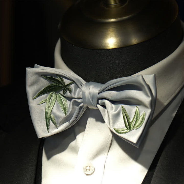Men's Bamboo Embroidered Botanical Pattern Bow Tie - image 3