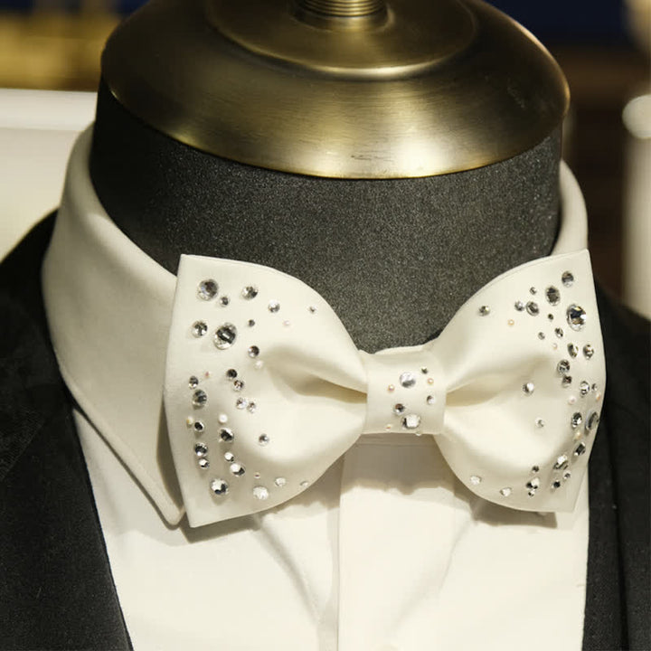 Men's Sparkly Rhinestone Starry Galaxy Bow Tie - White - image 9