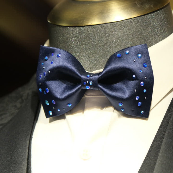 Men's Sparkly Rhinestone Starry Galaxy Bow Tie - Navy - image 0