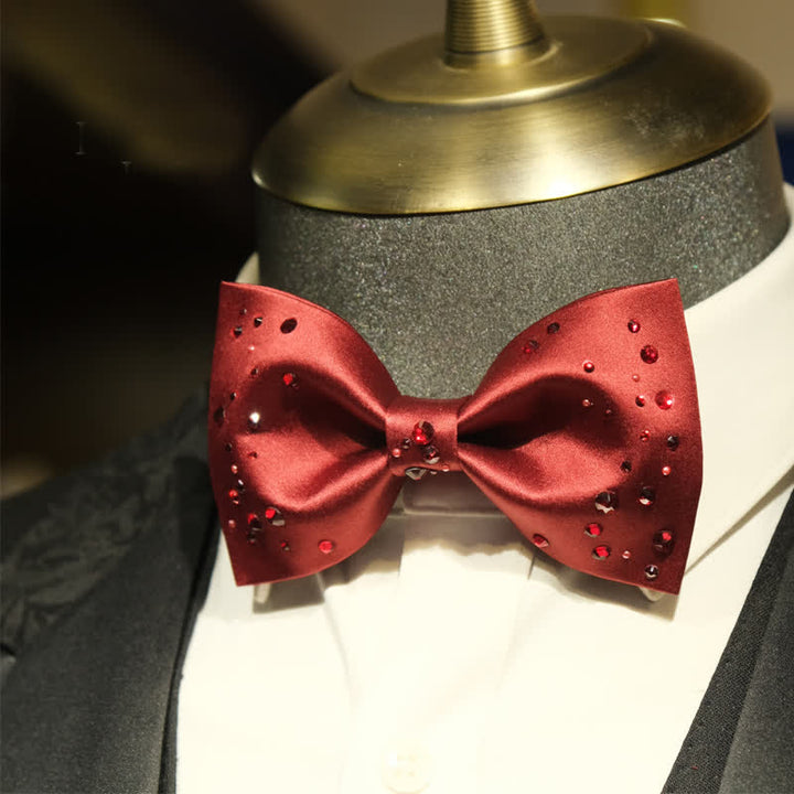 Men's Sparkly Rhinestone Starry Galaxy Bow Tie - Red - image 4