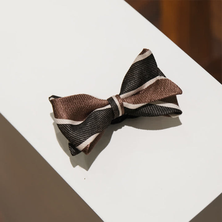 Men's Gentleman Diagonal Striped British Fishtail Bow Tie - image 1