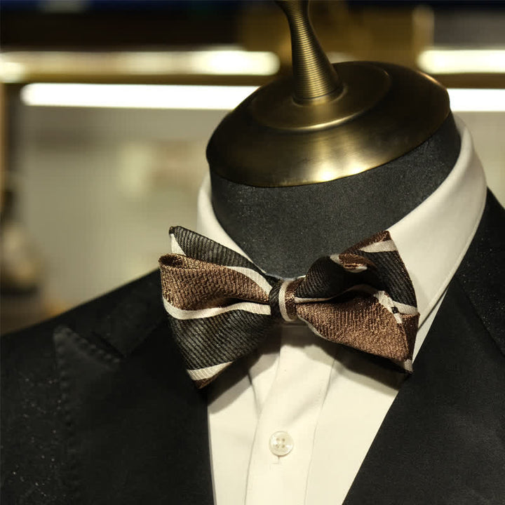 Men's Gentleman Diagonal Striped British Fishtail Bow Tie - image 3