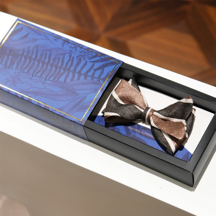 Men's Gentleman Diagonal Striped British Fishtail Bow Tie - image 2