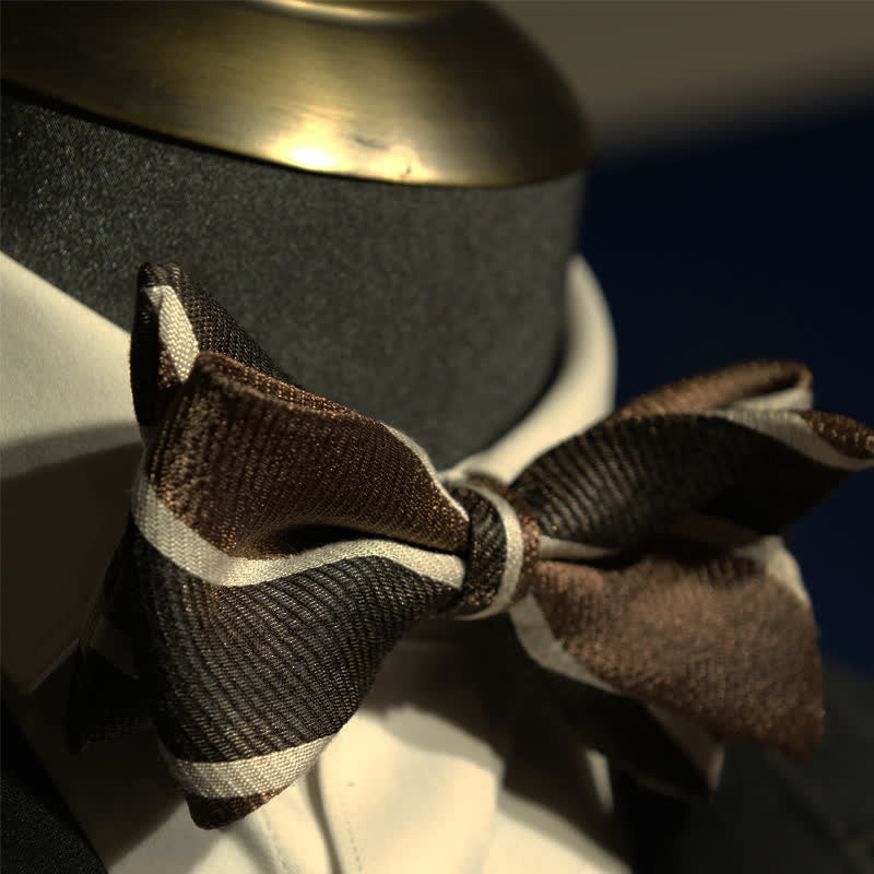 Men's Gentleman Diagonal Striped British Fishtail Bow Tie - image 4