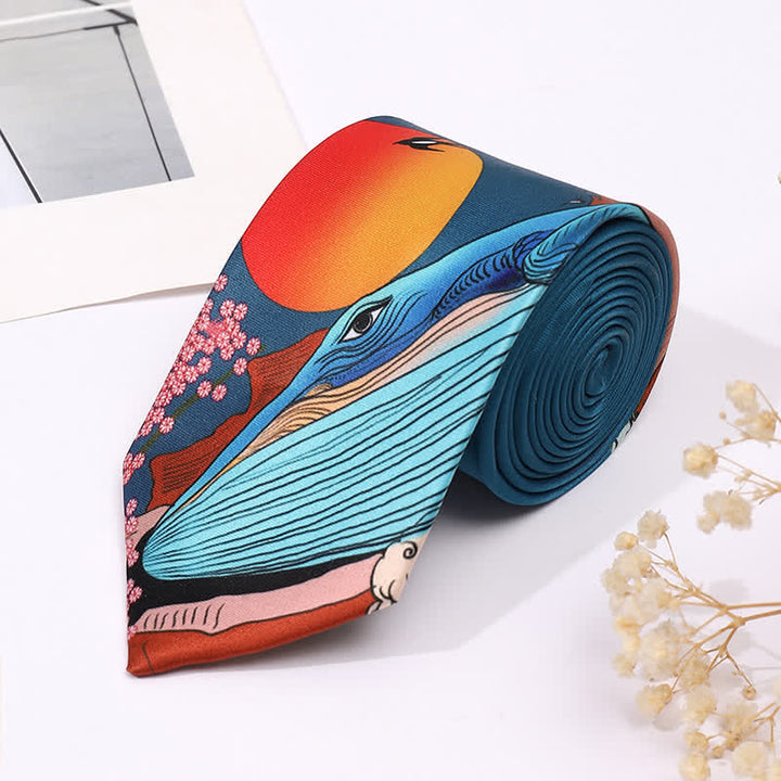 Men's Fun Animal Print Business Slim Necktie - Whale - image 3