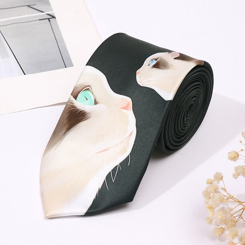 Men's Fun Animal Print Business Slim Necktie - Cat - image 1