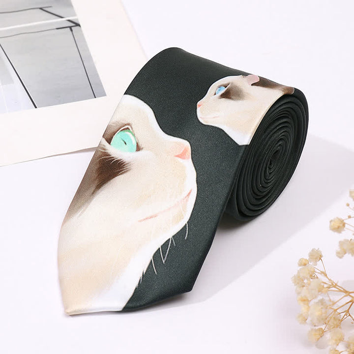 Men's Fun Animal Print Business Slim Necktie - Cat - image 1