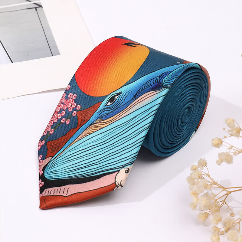 Men's Fun Animal Print Business Slim Necktie - Whale - image 3