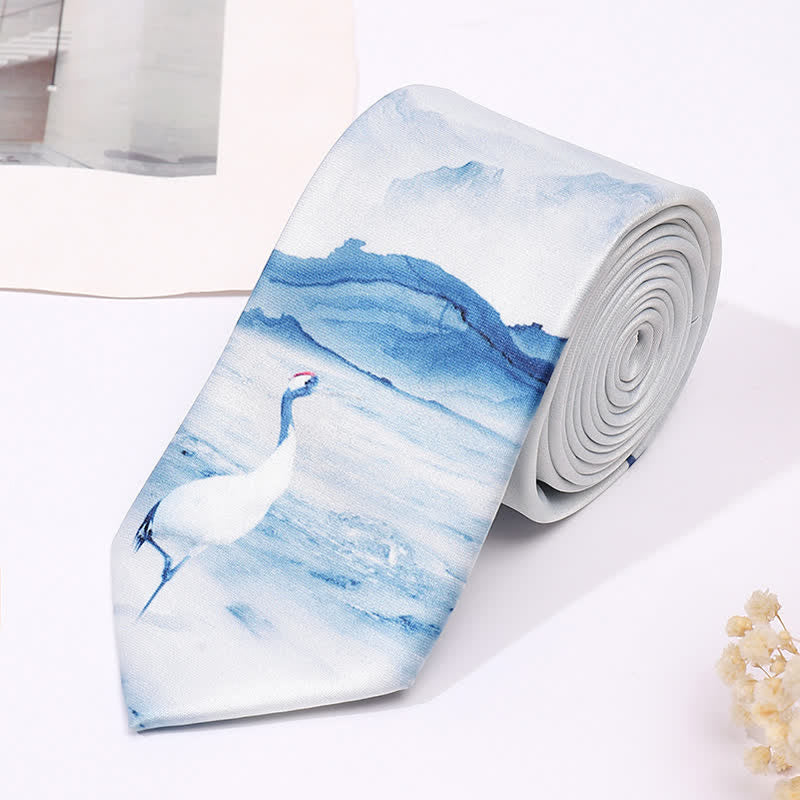 Men's Fun Animal Print Business Slim Necktie - Crane - image 6
