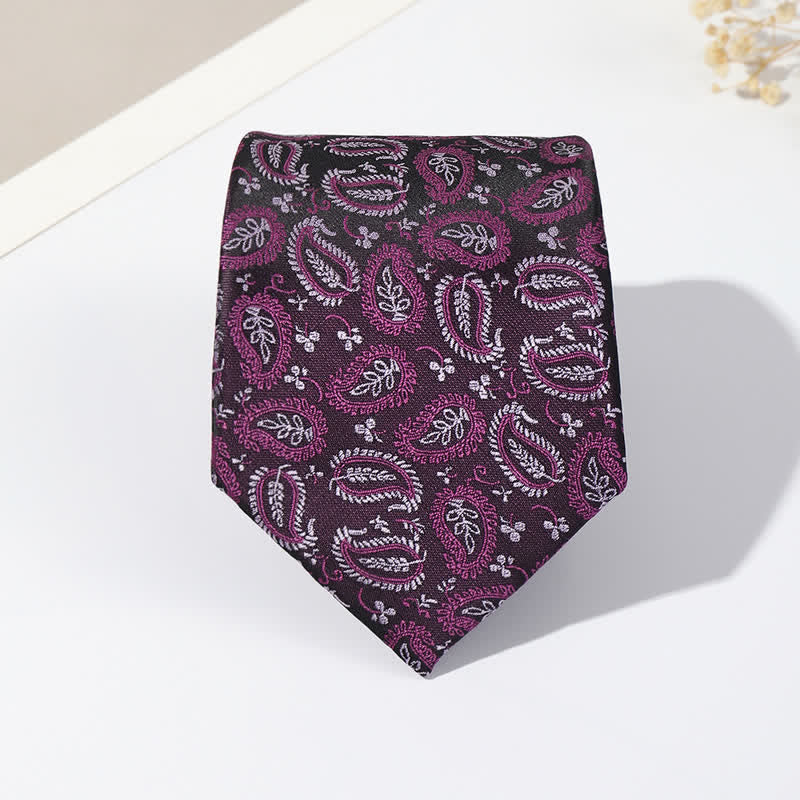 Men's Mix Cashew Black Background Jacquard Necktie - image 12