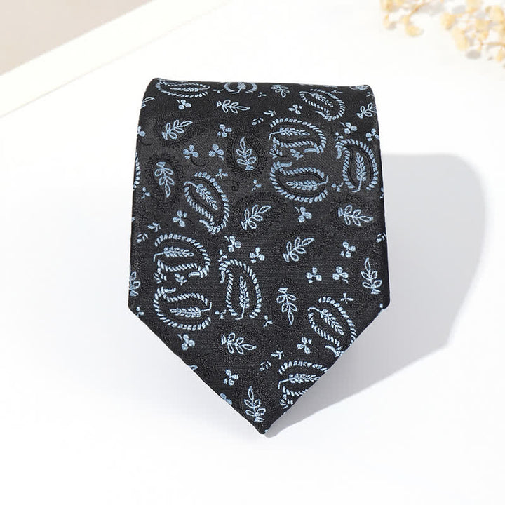 Men's Mix Cashew Black Background Jacquard Necktie - image 4