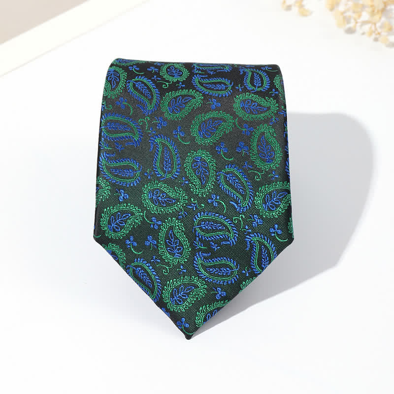Men's Mix Cashew Black Background Jacquard Necktie - image 8