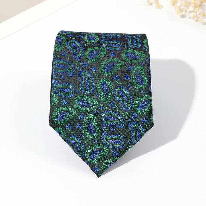 Men's Mix Cashew Black Background Jacquard Necktie - image 8