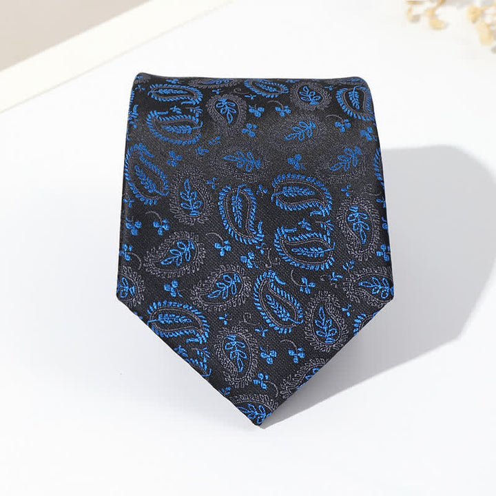 Men's Mix Cashew Black Background Jacquard Necktie - image 6