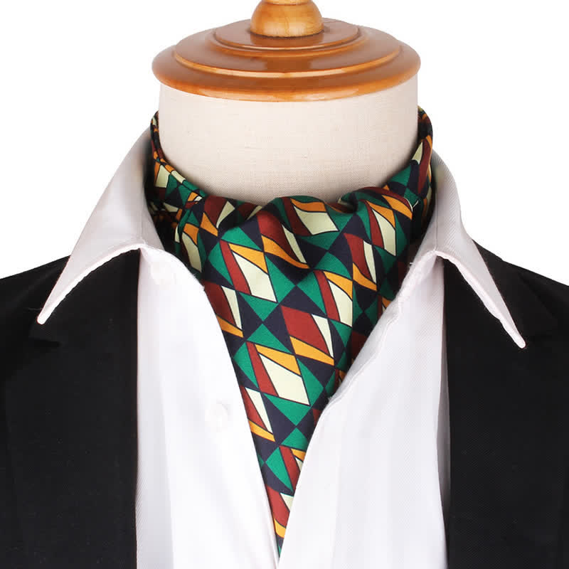 Green & Red Geometry Vintage Pattern Ascot Cravat - Green & Red - image 0