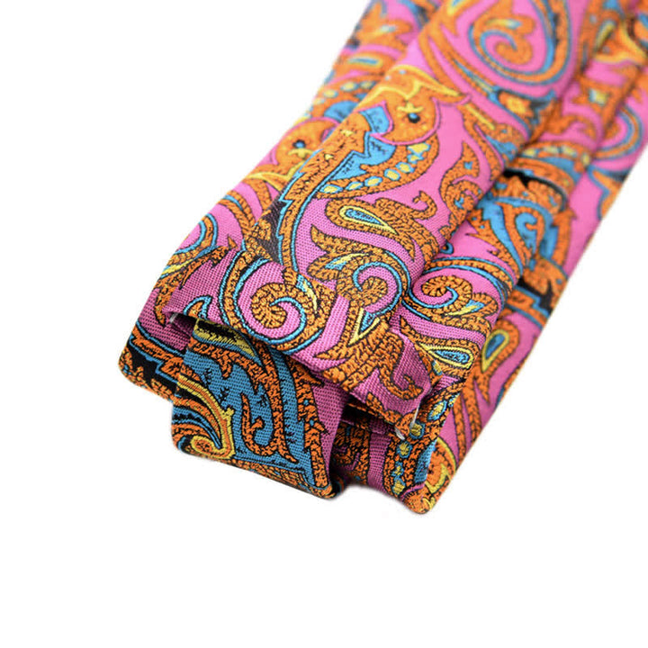 Men's Pink & Gold Flower Vibrant Paisley Necktie - image 2